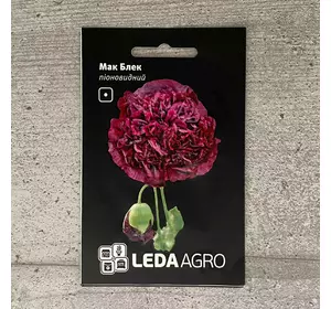 Мак піоновидний чорний Блек 0,2 г насіння пакетоване Leda Agro